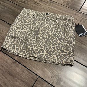 Else - Denim Leopard Print Jean Mini Skirt